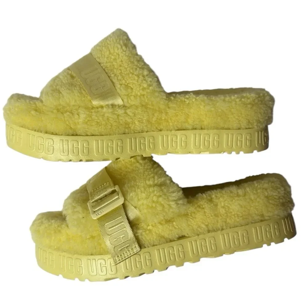 Ugg Fluffita Sherpa Slides In Margarita Yellow. Size 11. NWT.